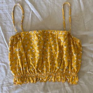 white cropped tank top with flowers